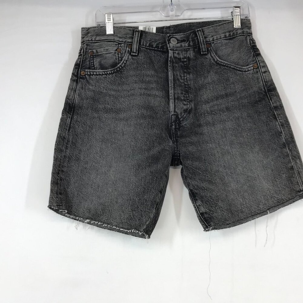 Levi's Black Jean Shorts Raw Hem Relaxed Fit